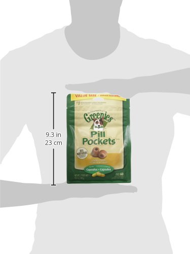 Greenies Pill Pockets for Dogs Capsule Size Natural Soft Dog Treats Chicken Flavor, 15.8 oz. Pack (60 Treats)