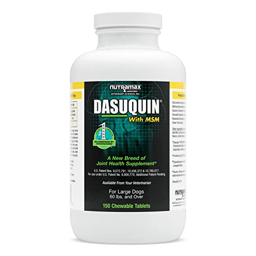 Nutramax Laboratories Dasuquin with MSM Joint Health Supplement for Large Dogs - With Glucosamine, MSM, Chondroitin, ASU, Boswellia Serrata Extract, and Green Tea Extract, 150 Chewable Tablets