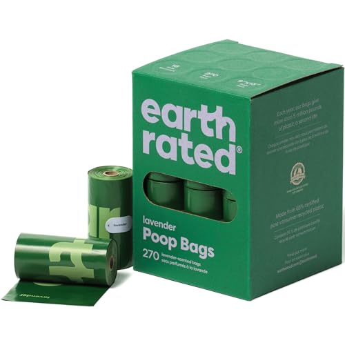 Earth Rated Dog Poop Bags - Leak-Proof and Extra-Thick Pet Waste Bags for Big and Small Dogs - Refill Rolls - Lavender Scented - 270 Count