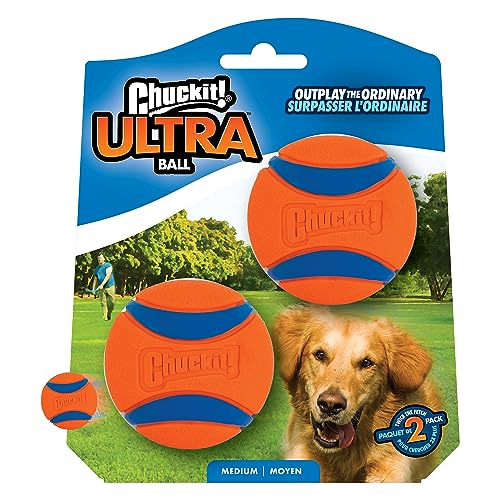 Chuckit! Ultra Ball Dog Toy, Medium (2.5 Inch Diameter) Pack of 2, for breeds 20-60 lbs