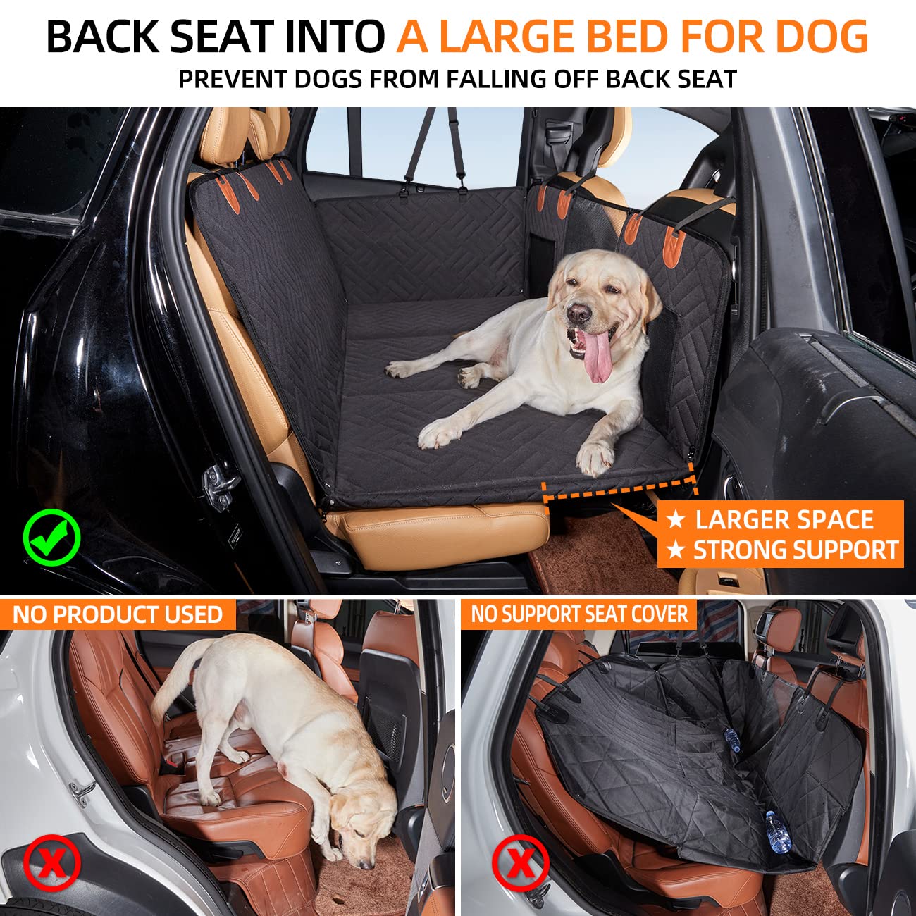 YJGF Back Seat Extender ,Dog Car Seat Cover, Camping Air Mattress, Hammock Travel Bed,Non Inflatable Car Bed Mattress for Car SUV Truck (Black)