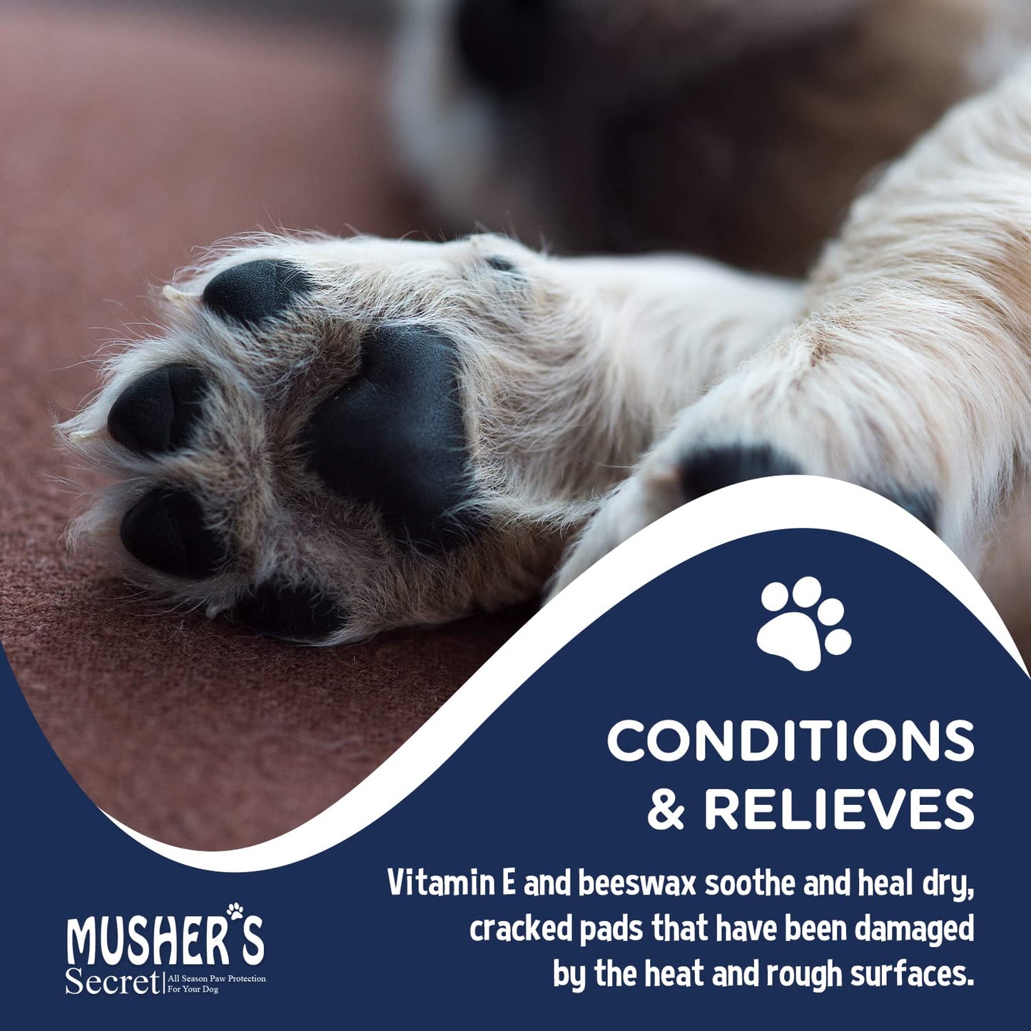 Musher's Secret Dog Paw Wax 200 g (7oz) - Moisturizing Dog Paw Balm that Creates an Invisible Barrier That Protects and Heals Dry Cracked Paws - All-Natural with Vitamin E and Food-Grade Ingredients