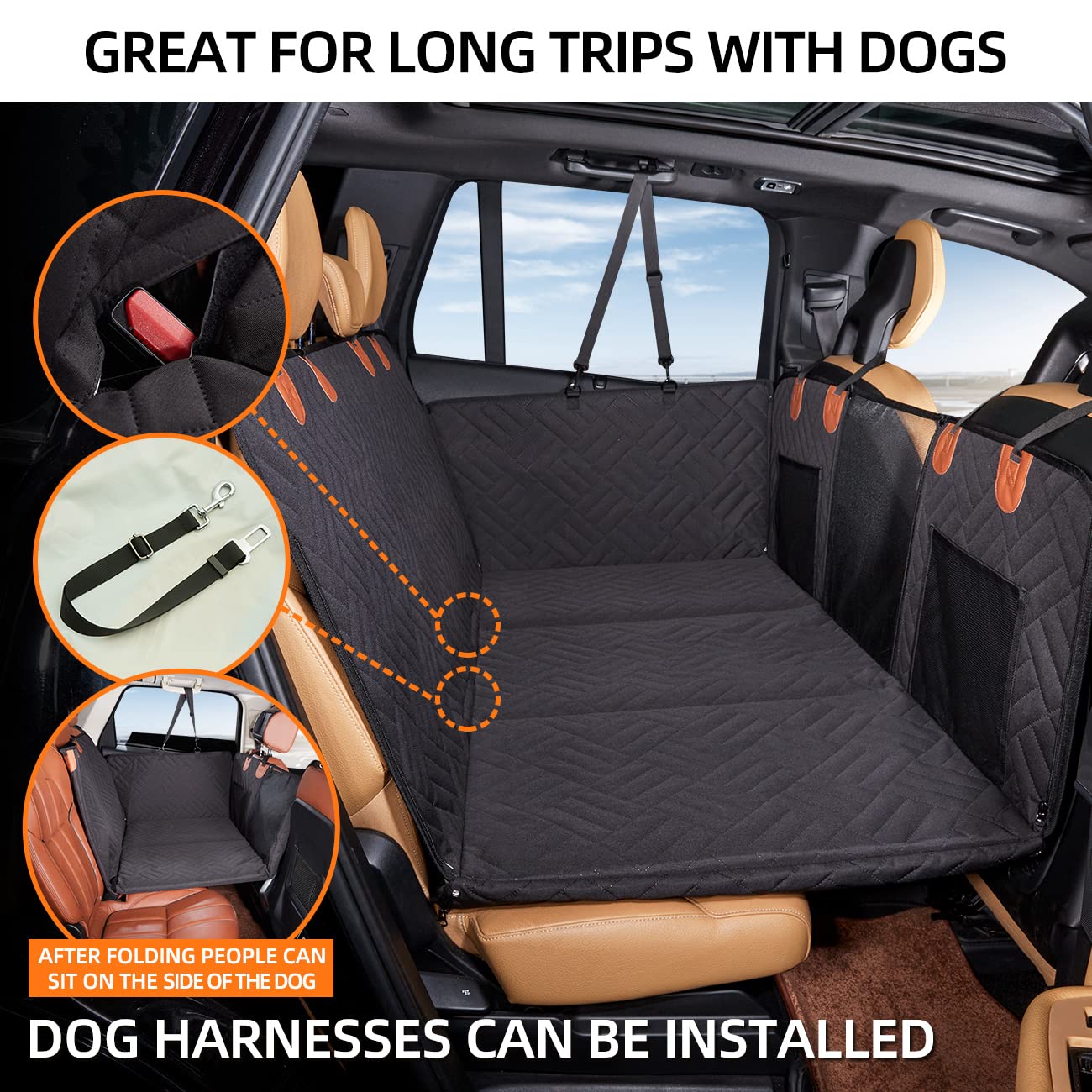 YJGF Back Seat Extender ,Dog Car Seat Cover, Camping Air Mattress, Hammock Travel Bed,Non Inflatable Car Bed Mattress for Car SUV Truck (Black)