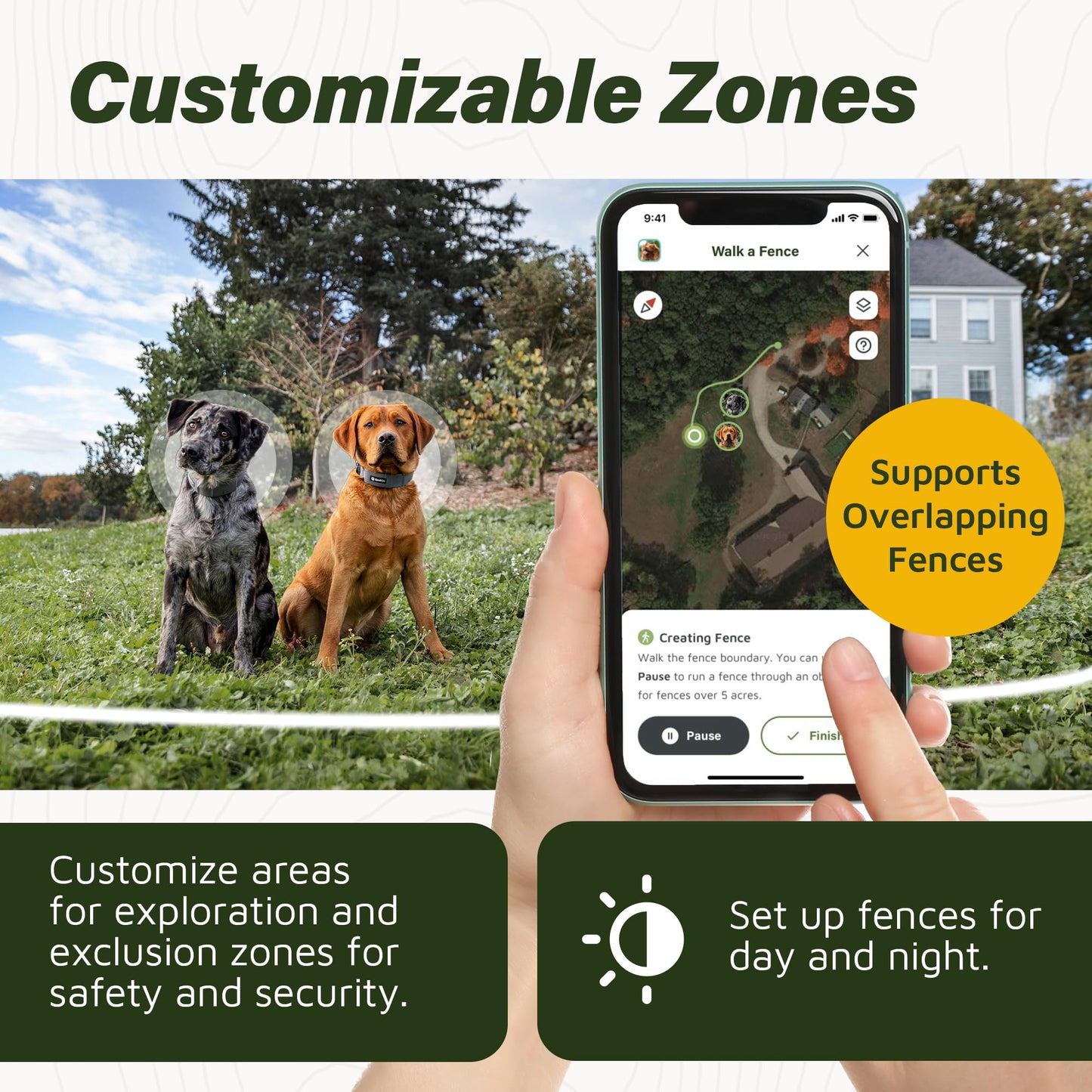 SpotOn GPS Dog Fence, App Based Wireless Dog Fence Collar, Waterproof, Reliable 128 Satellite Network GPS Dog Fence System, Battery Powered Virtual Dog GPS Tracker for All Terrain Medium/Verizon