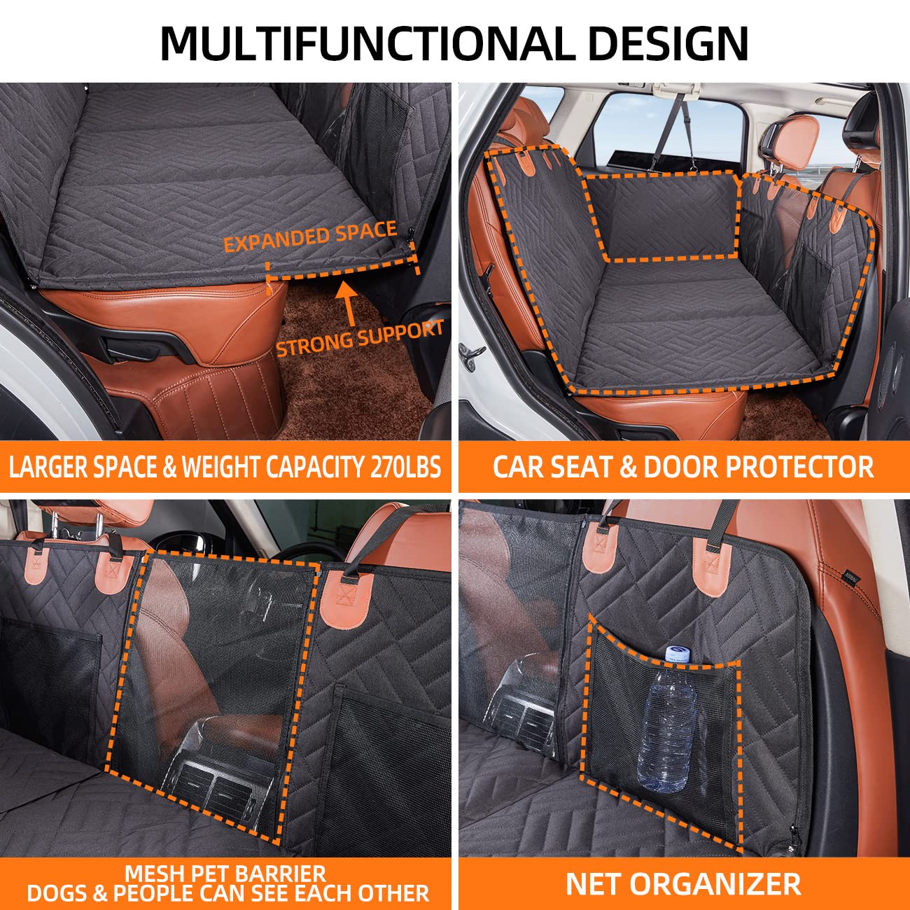 YJGF Back Seat Extender ,Dog Car Seat Cover, Camping Air Mattress, Hammock Travel Bed,Non Inflatable Car Bed Mattress for Car SUV Truck (Black)