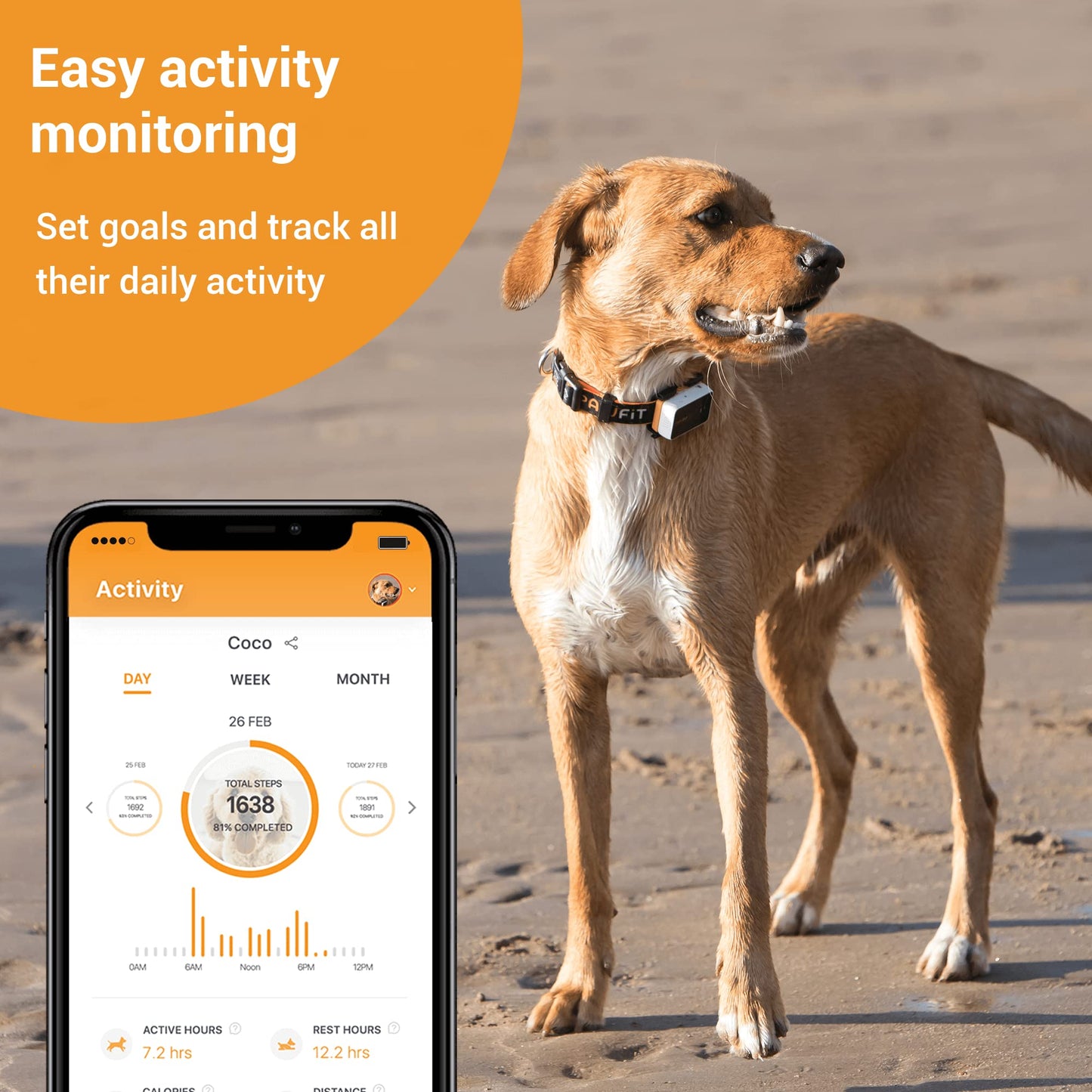 Pawfit 3s GPS Tracker for Dogs 4G, Pet Health Monitor Up to 30-Day Battery Life | Live Location Satellite Tracking | Unlimited Range | Escape Alert | Remote Voice Recall | Fits for Dogs & Cats (7 lbs)